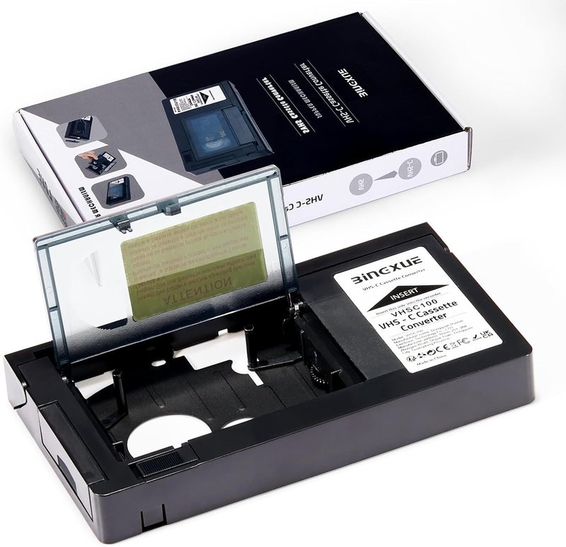 Bingxue محول كاسيت، متوافق مع VHS C 12mm SVHS VHS-C إلى VHS، كاميرات الفيديو المتحركة VHSC مثالية لجهاز VCR، مشغل كاسيت الفيديو وتحويل VHS إلى رقمي - Image 1